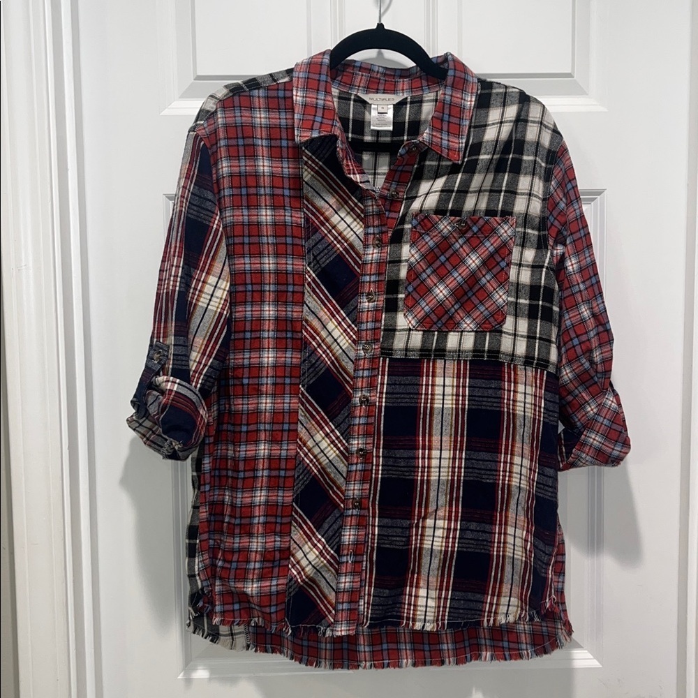 MULTIPLES mixed plaid flannel patchwork multi pri… - image 15